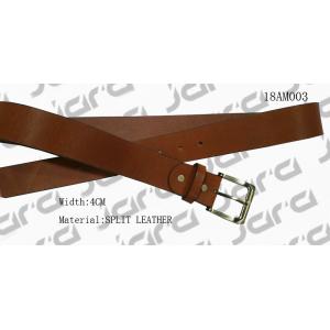 Black Painting Edges Tan Leather Belt , Mens Brown Leather Belt With Gold Buckle