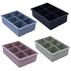 China Silicone Ice Cube Trays with Lid Easy Release Big Ice Cube Molds for Whiskey Cocktail Drinks Freezer  4 Colors supplier