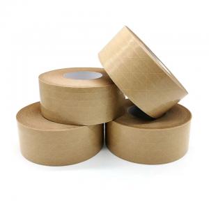 China Fiberglass Reinforced Flatback Kraft Paper Tape Self Adhesive Paper Parcel Tape supplier
