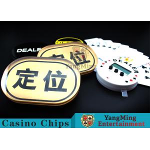 China Waterproof Gold Silk Screen Baccarat Markers Oval Shape For Casino Poker Games wholesale