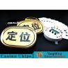 China Waterproof Gold Silk Screen Baccarat Markers Oval Shape For Casino Poker Games wholesale