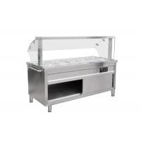 China Stainless Steel Bain Marie Cabinet Commercial Working Table With Glass Top Shelf For Hotel on sale