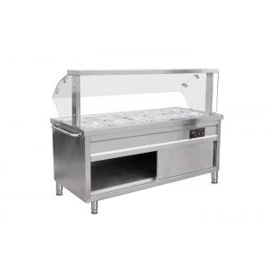 Stainless Steel Bain Marie Cabinet Commercial Working Table With Glass Top Shelf For Hotel