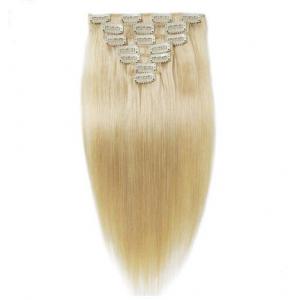 Blonde Virgin Clip In Hair Extensions , Hair Extensions 100 Human Hair Clip In