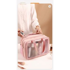 China Bolso portátil de maquillaje de doble capa para mujer Durable y grande con separación seca húmeda Matte Finish Organizador de artículos personales wholesale