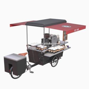 220V Steel Wooden Street Load 300KG Bicycle Coffee Cart