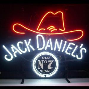 "JACK DANIEL'S NO.7 Old Cowboy Hat " Real Glass Neon Lighted Sign Display Beer Bar Light for Gift Bedroom