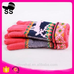 China 2017 YIWU New Style ladies Knitted Five Finger Daily Life Cheap winter 100%acrylic knitting gloves 14*26cm  80g supplier