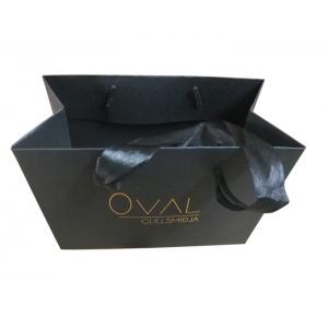 China Custom Small Black Paper Bags Online Jewellery Packaging With Gold Foil Logo supplier