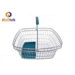China Cosmetics Shop Wire Metal Grocery Shopping Basket With Plastic Tray supplier