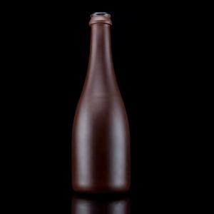 500ml Champagne Bottle With Matte Finish Unique Design Copper Coated Glass Collar