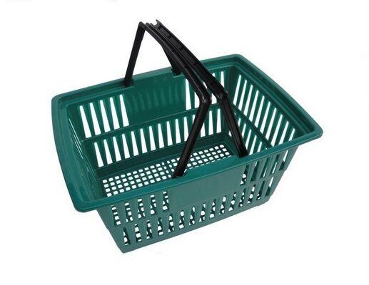 Используемые пластиковые корзины для товаров супермаркета с ручками двойника в з