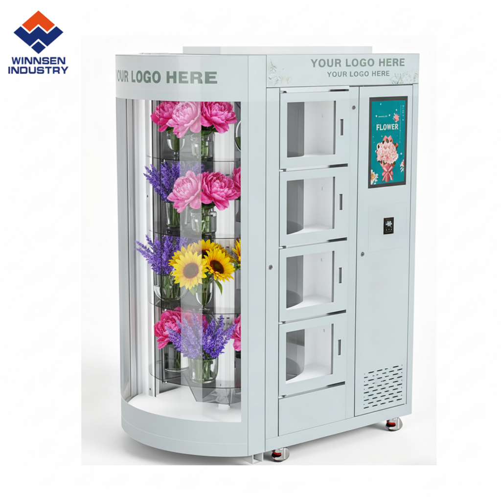 China Fresh Flower Vending Machine with Adjustable Temperature Thick Cold Rolled Steel and Power Saving LED Lighting wholesale