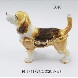 China Handmade dog shape animal print jewelry box for Jewelry dog trinket boxes supplier