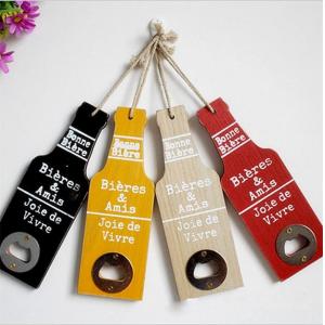 China retro beer bottle opener wooden hanging wall decoration for home bar restaurant decor. supplier