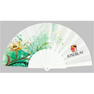 Custom Folding Hand Fans with plastic ribs and full color printed fabric ,  size 23cm