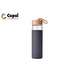 China Durable Borosilicate Glass Drinking Water Bottles With Bamboo Lid Leak Proof supplier