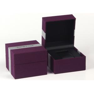 Purple Single Watch Gift Boxes , Women'S Watch Case Plastic Box Wrapped By Fabric