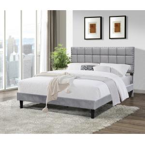 Queen Size Upholstered Bed Frame Dark Grey With Adjustable Headboard Height