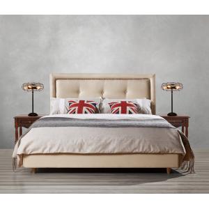 Fabric Upholster padad Headboard Queen Bed Leisure Bedroom Furniture in American design Apartment Bedroom interior fit