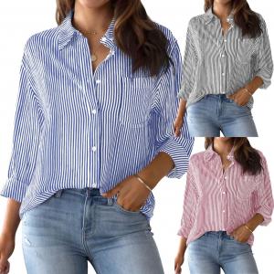 Long Sleeved Office Work Shirt Striped Classic Customized Size