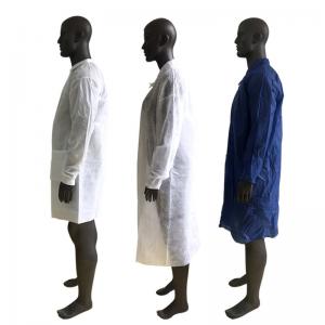 China Anti Static Kimono Disposable Lab Coat PP SMS White Blue Green supplier