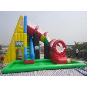 China Kids / Adults Outdoor Red Inflatable Swimming Pool Water Slide 0.55 mm PVC supplier