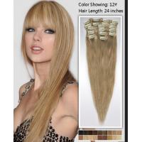 China Natural 24 Inch Remy / Virgin Clip In Hair Extension Double Weft Human Hair on sale
