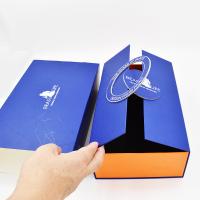 China Blue Folding Magnet Two Wine Bottle Gift Box With Insert One Piece Structure on sale