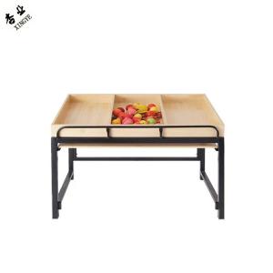 Wood Fruit And Vegetables Display Rack Multi Functional Double Sided