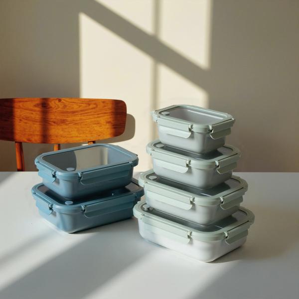 Stackable Ceramic Food Storage Container with Glass Lid