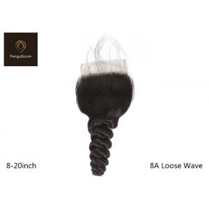 China Loose Wave 35.56cm 14inch Remy Human Hair Closure Realistic Hair Line supplier