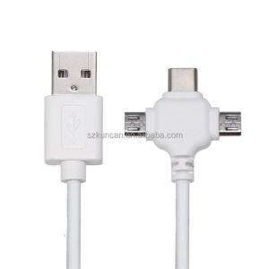 China Cabo de dados de carregamento rápido 3 em 1 USB 2.0 de 0,5 m Micro Tipo C wholesale