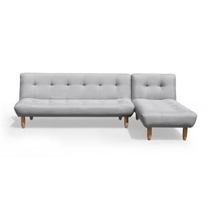 L Shaped Folding Futon Sofa Bed Dark Gray Polyester Upholstered Modern Convertible