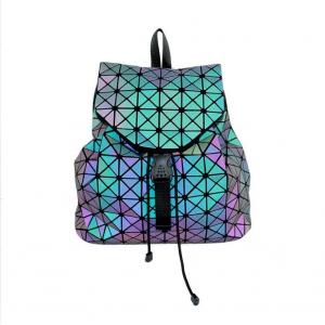 Women Backpack Colorful Diamond Grid Night Glow Color Changing Backpack