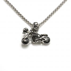 China Men Fashion Jewelry Punk Stainless Steel Motor Biker Pendant Necklace supplier