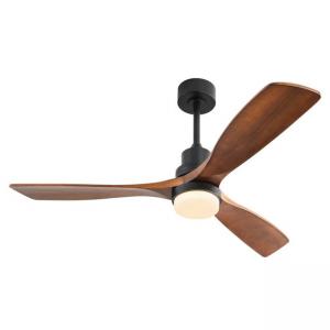 China Dimmable 52'' Ceiling Fan With LED Lights Wood Iron Black Decoration supplier