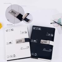 China Hardcover A5 Pu Leather Diary with Coded Lock Promotion Journal Pen Notebook Set on sale