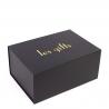 Book Shaped Packaging Paper Box With Magnetic Black And Gold Flip Top