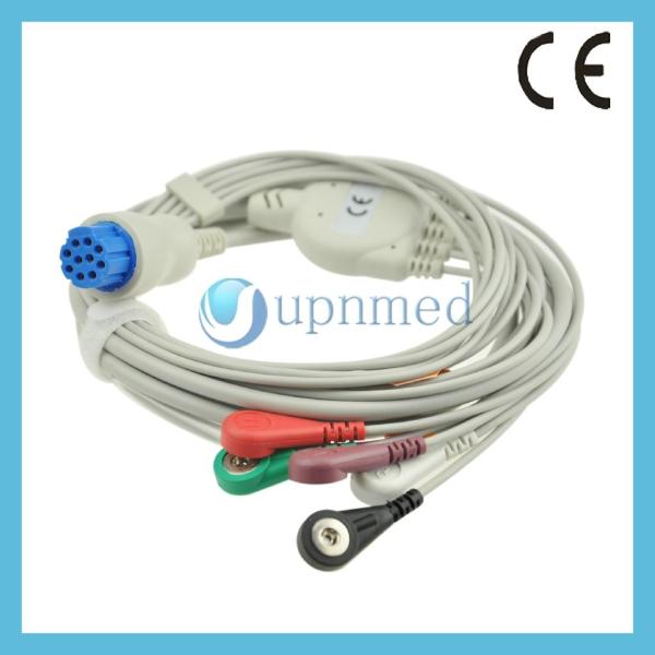 Datex Cardiocap 5 five lead ECG Cable with leadwires, 10pins