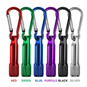 China Carabiner LED Emergency Flashlight 1 Mode Metal Material Cell Botton Battery Type supplier