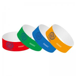 China Waterproof Paper Event Wristbands Full Color Printing Tyvek With Barcode supplier