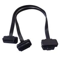 China Car Male To Dual Female OBD2 Y Cable Elbow Extension Flat Thin Noodle on sale