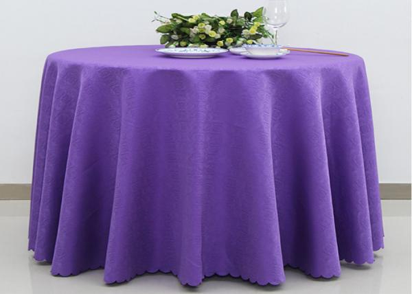 Custom Ivory Round Decorative Linen Table Cloths Polyester Jacquard Fabric