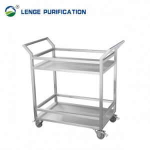 Cleanroom Ss304 316l Stainless Steel Double Layer Trolley For Transporting Material