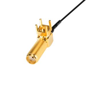 China Conector de montaje de PCB en ángulo recto Perforación interna para ensamblaje de cable coaxial IPEX RF1.13 RF1.37 RG178 supplier