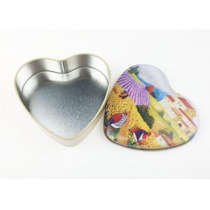 Sun Flower Design Heart Shaped Tin Box Container For Cosmetic Candle Packaging