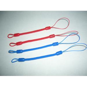 Custom Red/Blue Mini Short Pen Spiral Tethers w/Different Nylon Strap on Both Ends