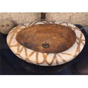 Marble Natural River Stone Vessel Sink / Stone Lavatory Sinks 40x40 CM