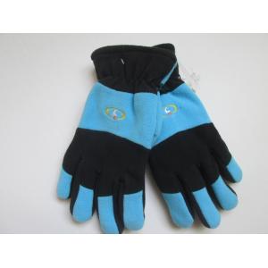 Fashion fleece gloves with contacted color--TR Lining with PU palm--Embroider logo mitten--Flip eonnect